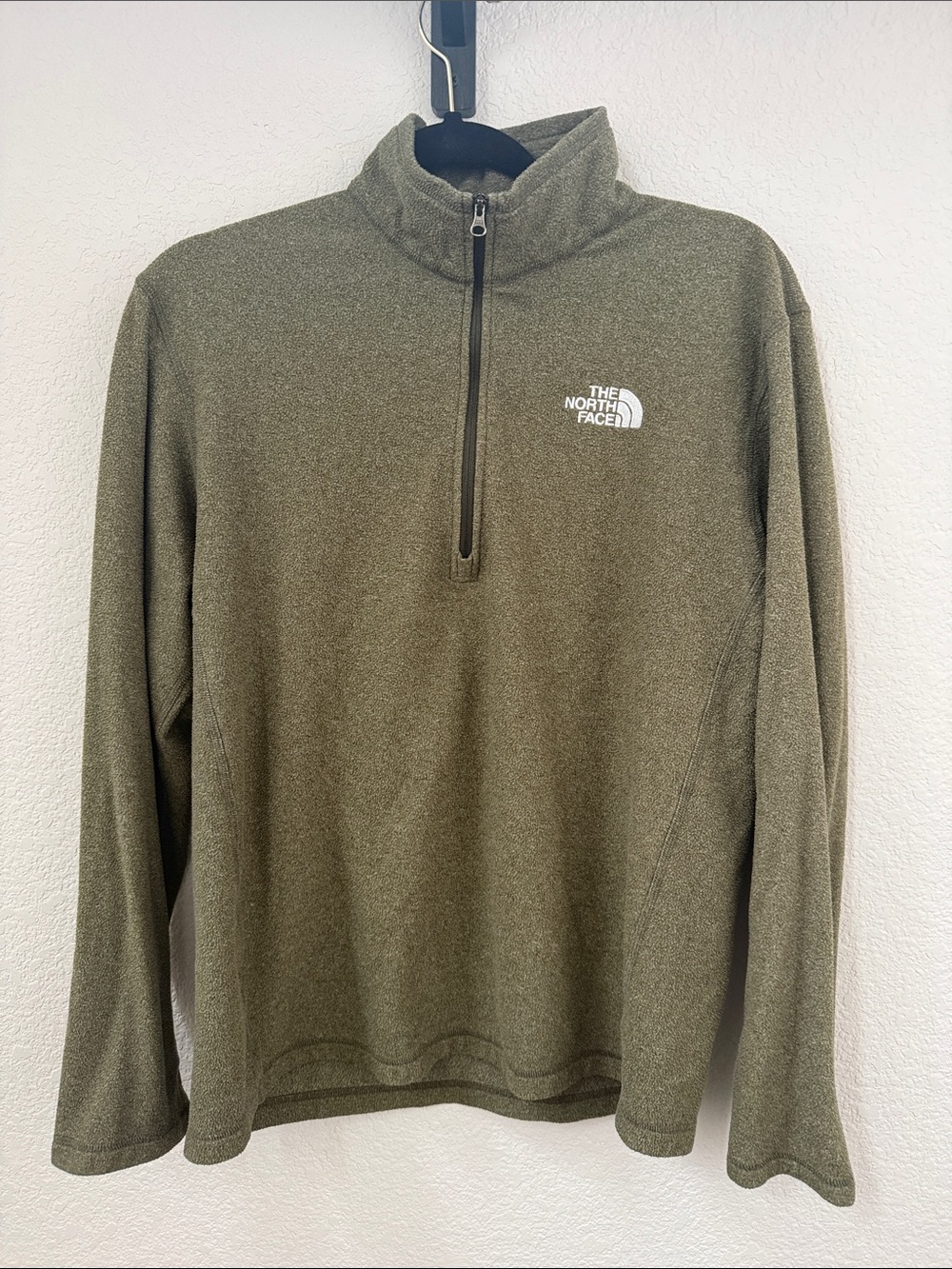 The North Face Olive Green Quarter-Zip Fleece - Size M